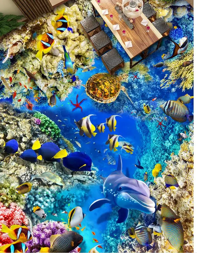 3d flooring Underwater World 3D Bathroom Art Flooring wallpaper for bathroom waterproof 3d floor painting wallpaper another world the transcendental painting group