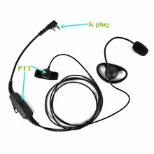 2 Pin K-Plug Headset Headphone with Double PTT Button for BAOFENG Two Way Radio UV-5R UV-B5 UV-B6 PUXING WOUXUN Walkie Talkie