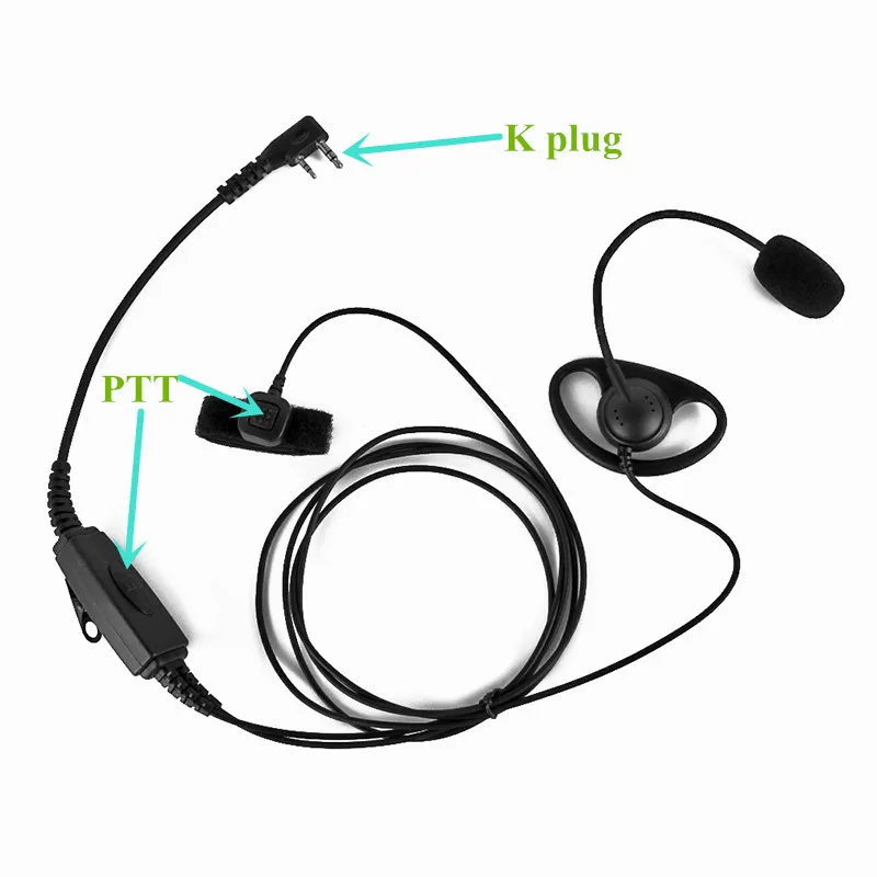 

for BAOFENG Two Way Radio 2 Pin K-Plug Headset Headphone with Double PTT Button UV-5R UV-B5 UV-B6 PUXING WOUXUN Walkie Talkie