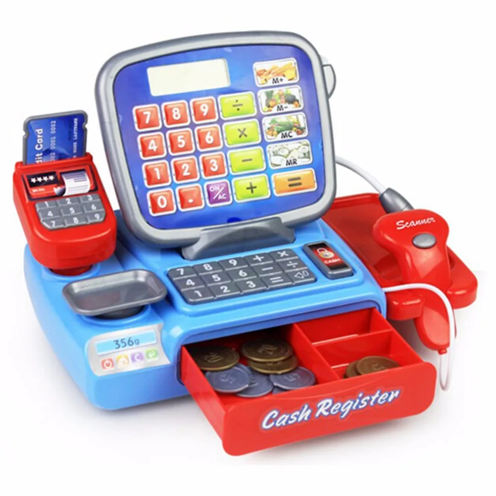 Pretend Play Props For Kids Toy Cash Register WIth A REAL font b Calculator b font