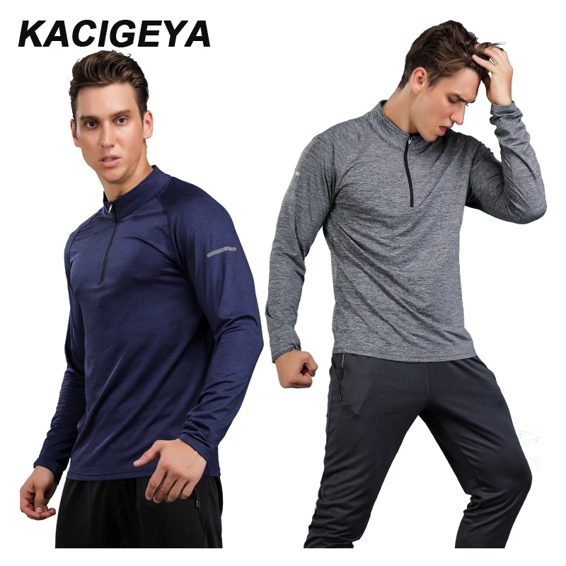 

Men Sports Long T Shirts Quick-Dry Fitness Training Clothes Tennis Jogging basketball Fitness Tops Slim Fit Exercise Gym Sports