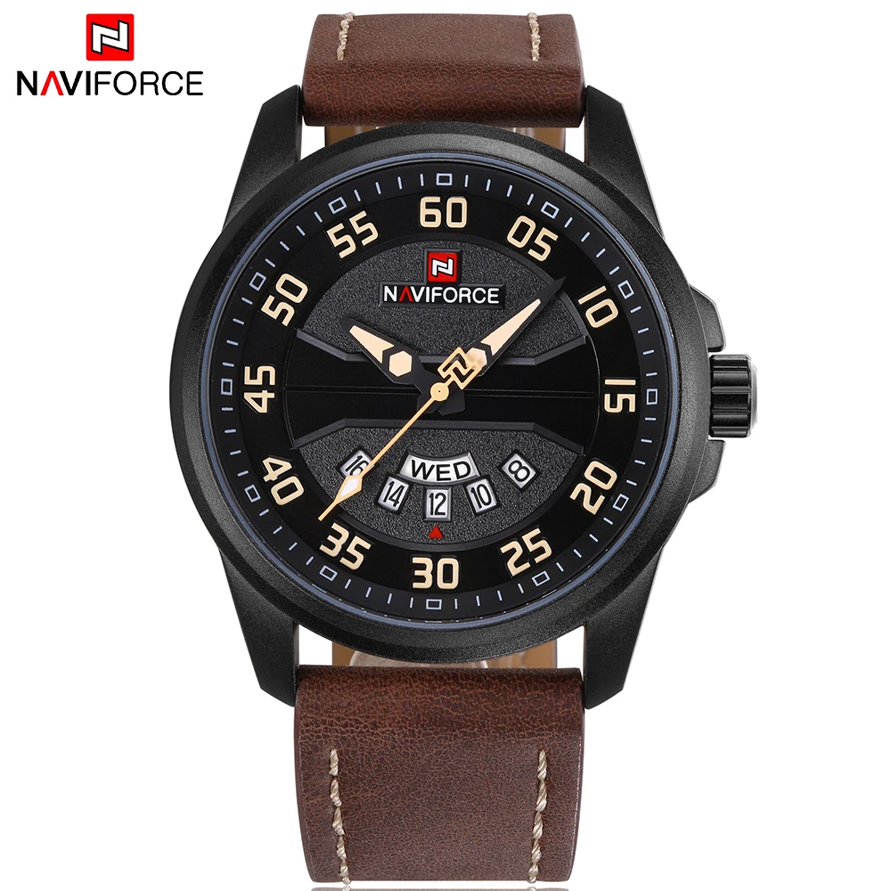 Kaufen NAVIFORCE Top Luxury Brand Men Casual Uhren männer Quarzuhr Mann Lederarmband Army Military Sportuhr Relogio Masculino
