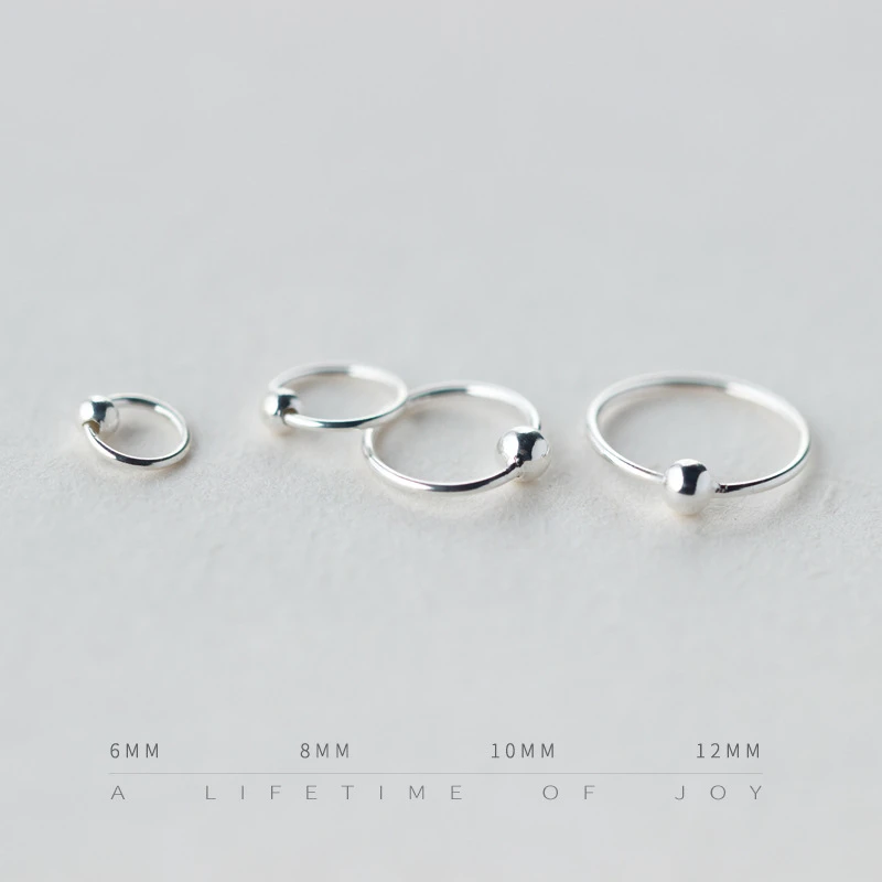 Plata esterlina 925 10mm Pequeño Bola medio aro Pendientes
