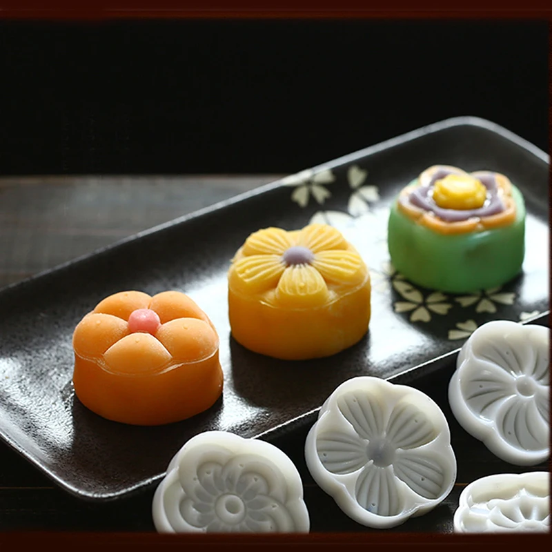 JX-LCLYL DIY 50g Moon Cake Mold W/6 Stamps Mid Autumn Festival Decoration Press