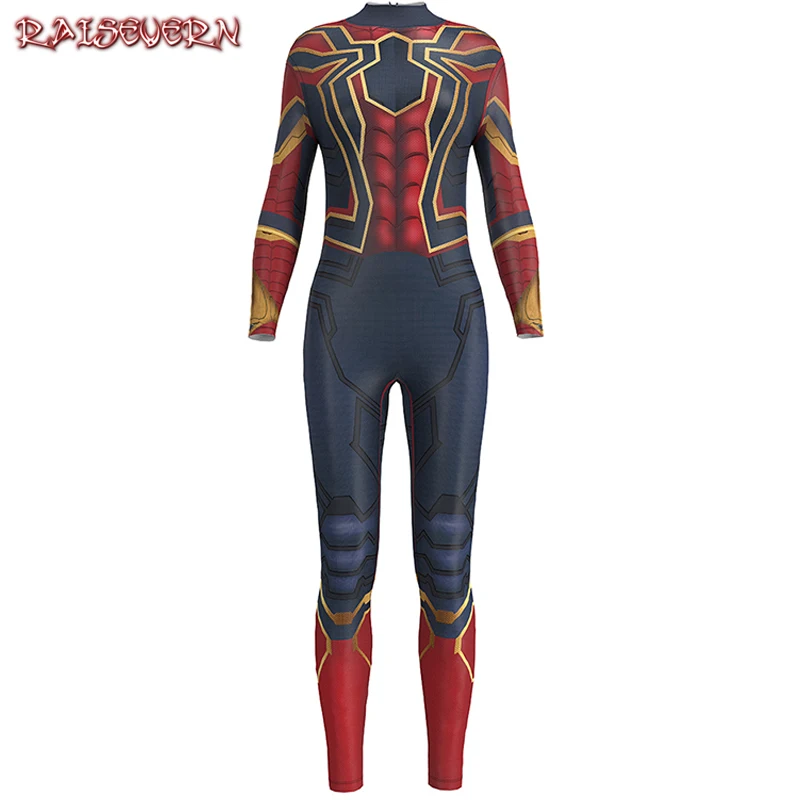 RAISEVERN New Spiderman Costume 3D Printed Skull Rose Women Long Jumpsuit Spider-man Costume For Halloween Mascot Cosplay 2018