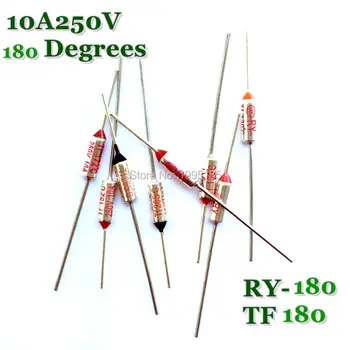 

RY 10pcs/lot New Micro thermal fuse 10A250V 180 Degrees Tf 180 C Mini temp fuse metal shell Thermal Cutoff RY-180 RY180