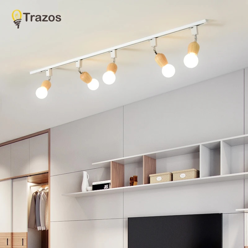

TRAZOS 2019 Wooden LED ceiling light flush mount down light AC85-260V white black spot light for bedroom livingroom study