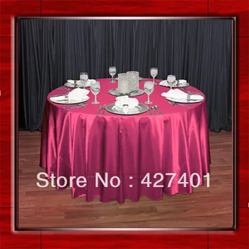 

Hot Pink 108" Round Shaped Poly Satin Table Cloth /Banquet Tablecloths/Table Linen/Free Shipping/ For Wedding Party Decorating