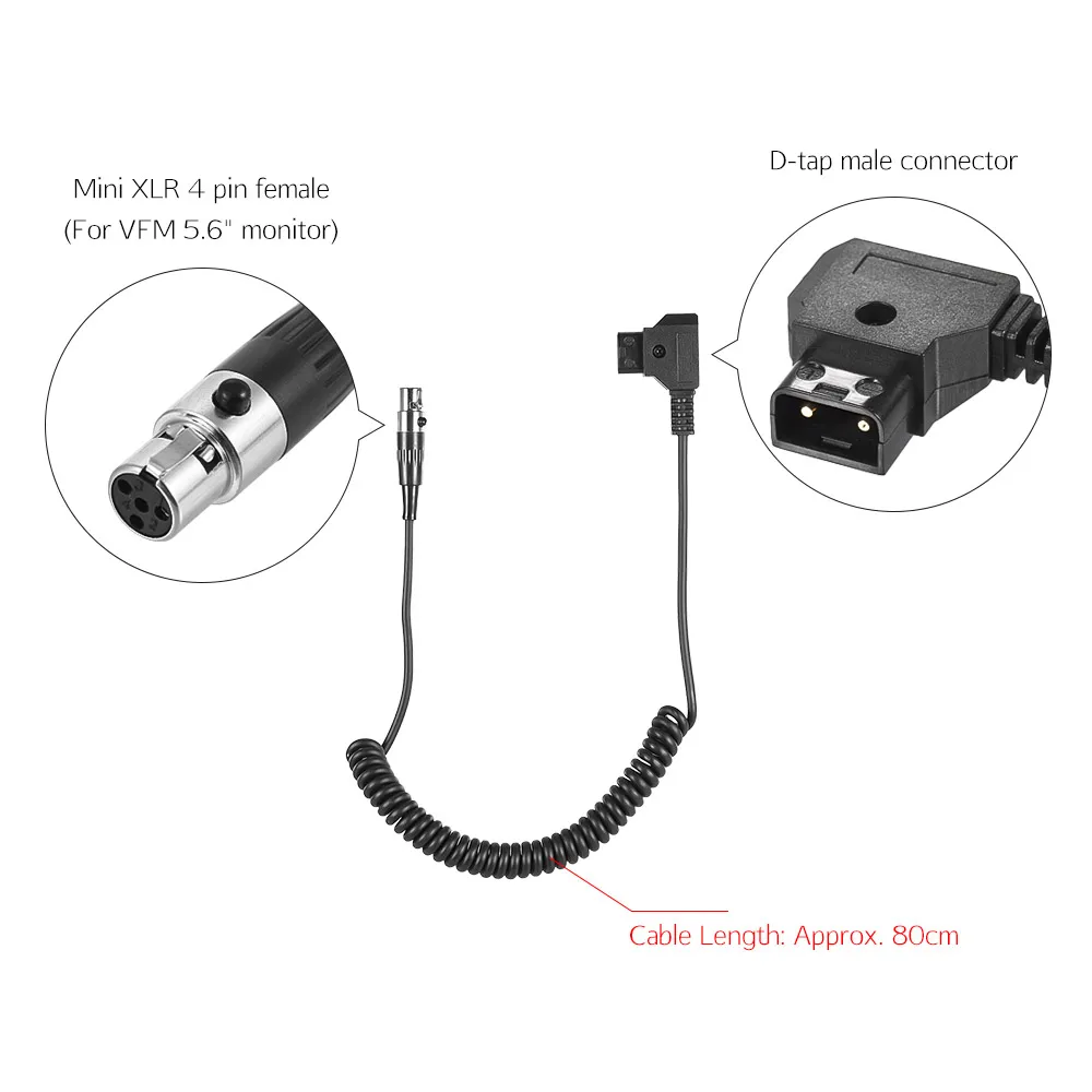 Andoer D Tap Male to (Tinny) MINI XLR 4 контактный кабель Прямой шнур 100 см Длина кабеля для VFM 5 6
