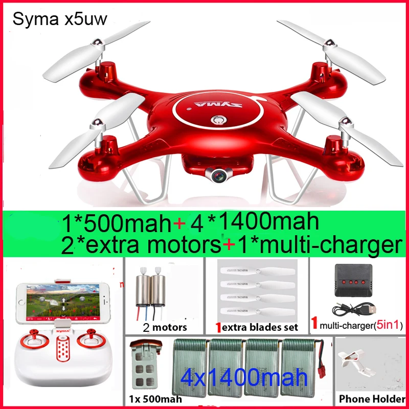 

SYMA X5UW RC Drone 720P WIFI FPV Camera Helicopter Height Hold One Key Land 2.4G 4CH 6Axis RC Quadcopte with batteries