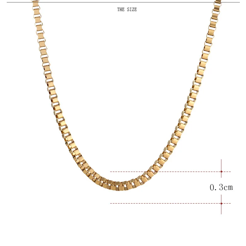 Мужские и женские ожерелья-цепочки из нержавеющей стали с подвеской из каканы золотого и серебряного цвета 0,3 см с квадратной пряжкой, ювелирные изделия с эффектом потертости, A1281