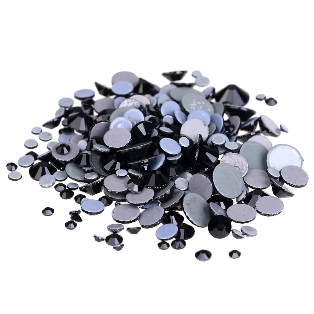 

AAAAA Quality Black Hot Fix Rhinestone Super Bright Glass Strass Hotfix Iron On Crystal Rhinestones for Wedding Decoration