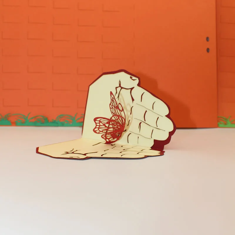 3D Laser Cut Handmade Hand Palm Flying Butterfly Paper Invitation Greeting Cards PostCard Valentine - 32842055980