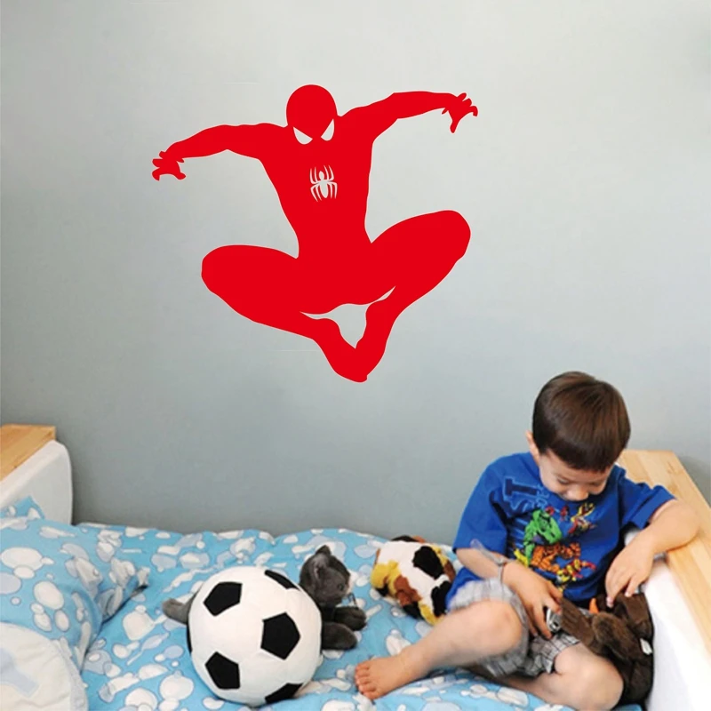 Cool Spiderman Silhouette hanging to wall super hero wall vinyl decal