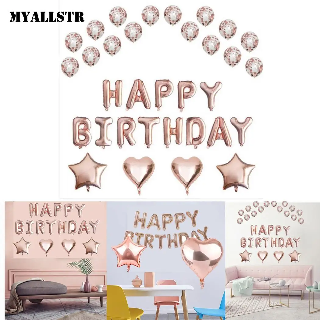 

Birthday Party Balloons Decorations BIRTHDAY Shape Confetti Balloons Sets Round, Star, Heart, Letter Fashion