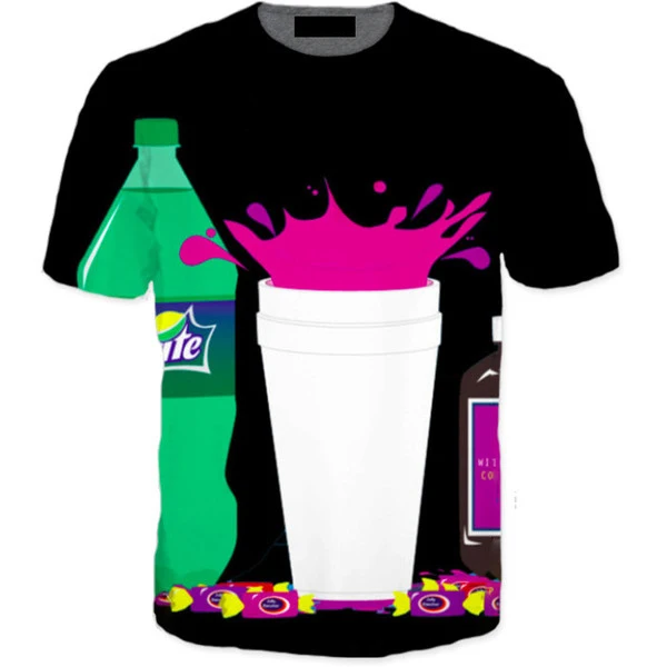 

Sippin That Lean Tee Sprite Codeine Double Cups Purple Drank 3d Crewneck T-Shirt Women Men Casual Summer Style T Shirt Tops Tees