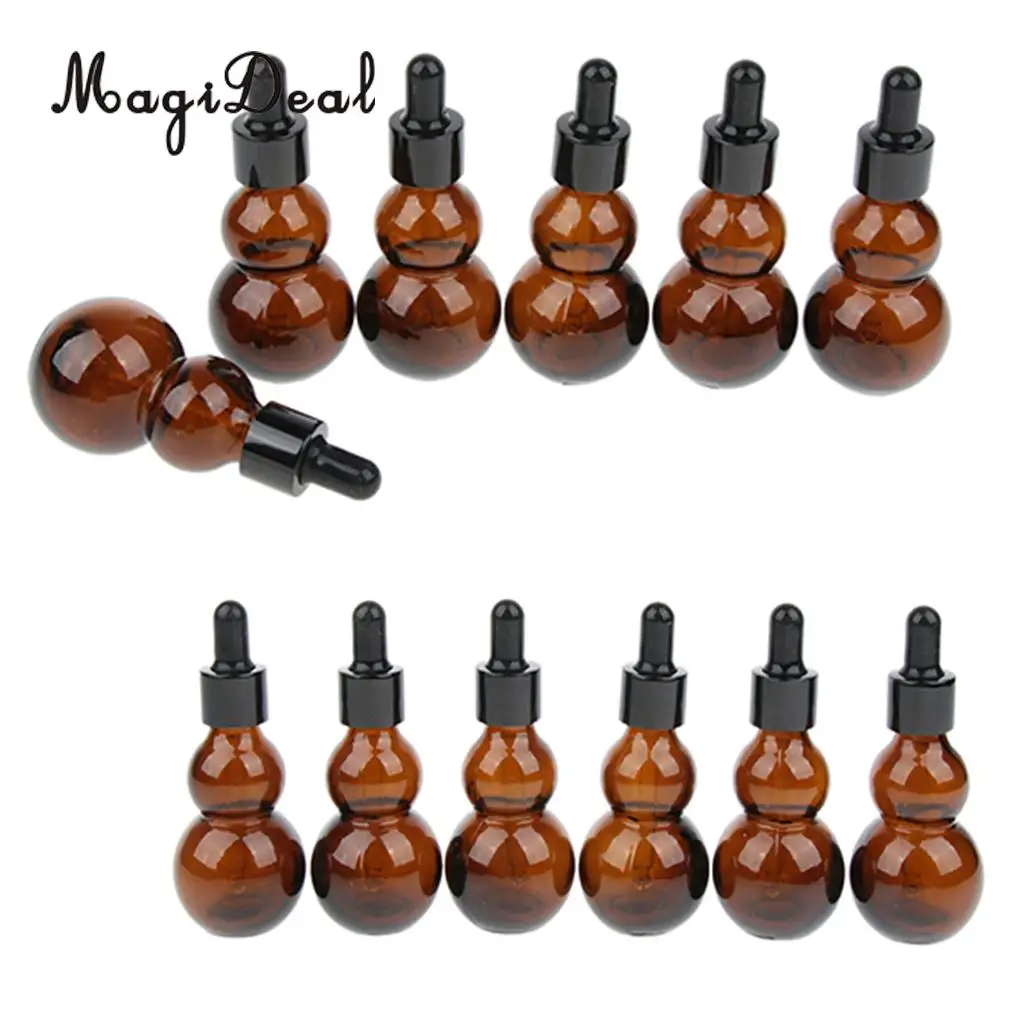 12pcs Refillable Portable Amber Empty Glass Essential Oil Makeup Eye Dropper Bottles Container 20ml 30ml