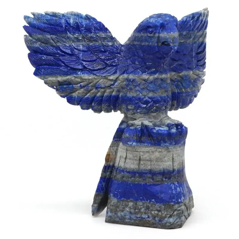 

4.78" Eagle Statue Natural Gemstone Lapis Lazuli Figurine Crystal Carved Crafts Home Decor