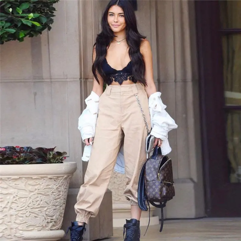 

Fashion Womens Casual Loose Harem Pants Elastic High Waist harajuku pantalon femme streetwear Ladies Female Trousers