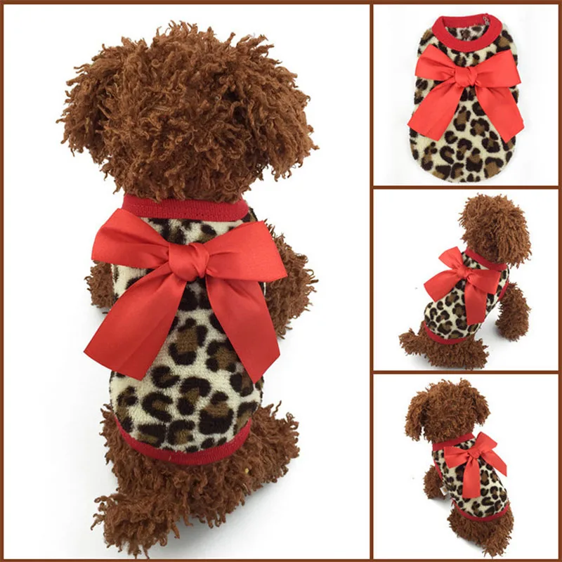 Leopard Print Puppy Dog Vest Super Comfort Coral Top Clothes Coat