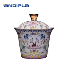 175 мл Цзиндэчжэнь нарисованный вручную цветок узор Gaiwan офисные винтажные посуда для напитков мастер чайная миска с крышкой комплект чайник подарки