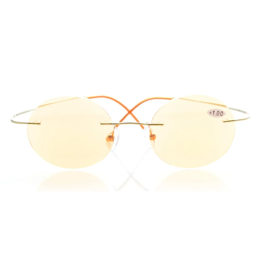 Eyekepper CG15026 Titanium Rimless Round Orange Тонированные Линзы Компьютер Очки Для Чтения Круг Читателей