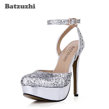 

Batzuzhi 2018 Fashion 14cm Handmade Women Shoes Pumps Summer Silver Glitter Sexy Wedding High Heel Shoes for Women Party