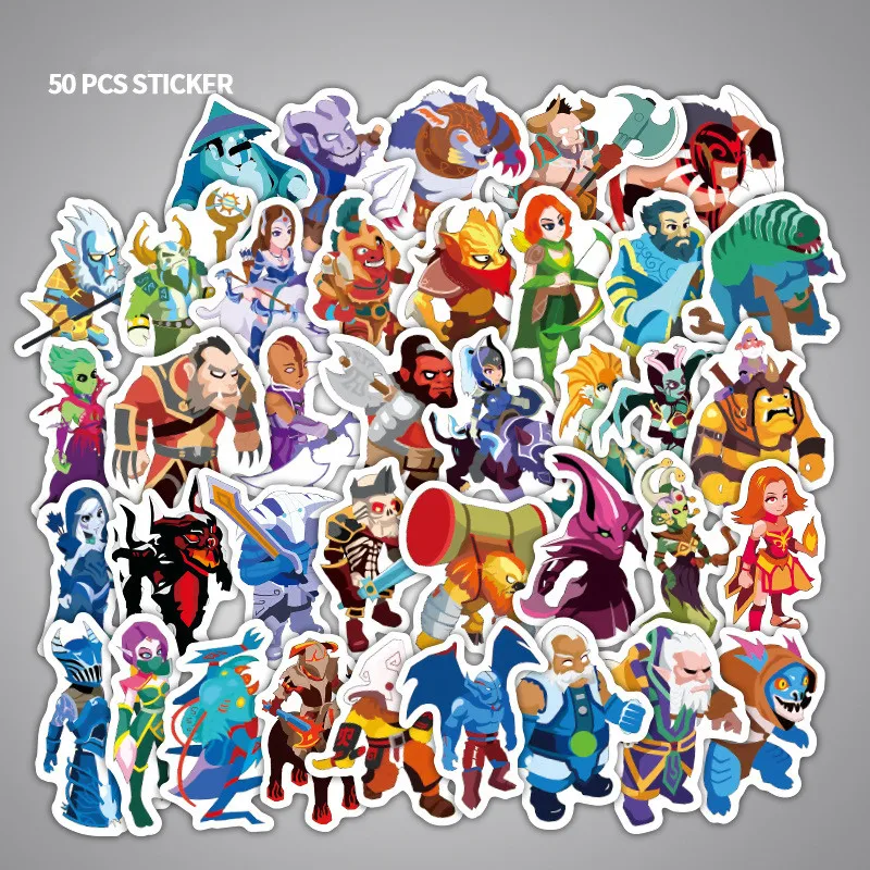 

50 pcs/lot PVC Waterproof DOTA Cartoon Stickers for kids toy luggage moto car suitcase laptop phone skateboard Graffiti stickers