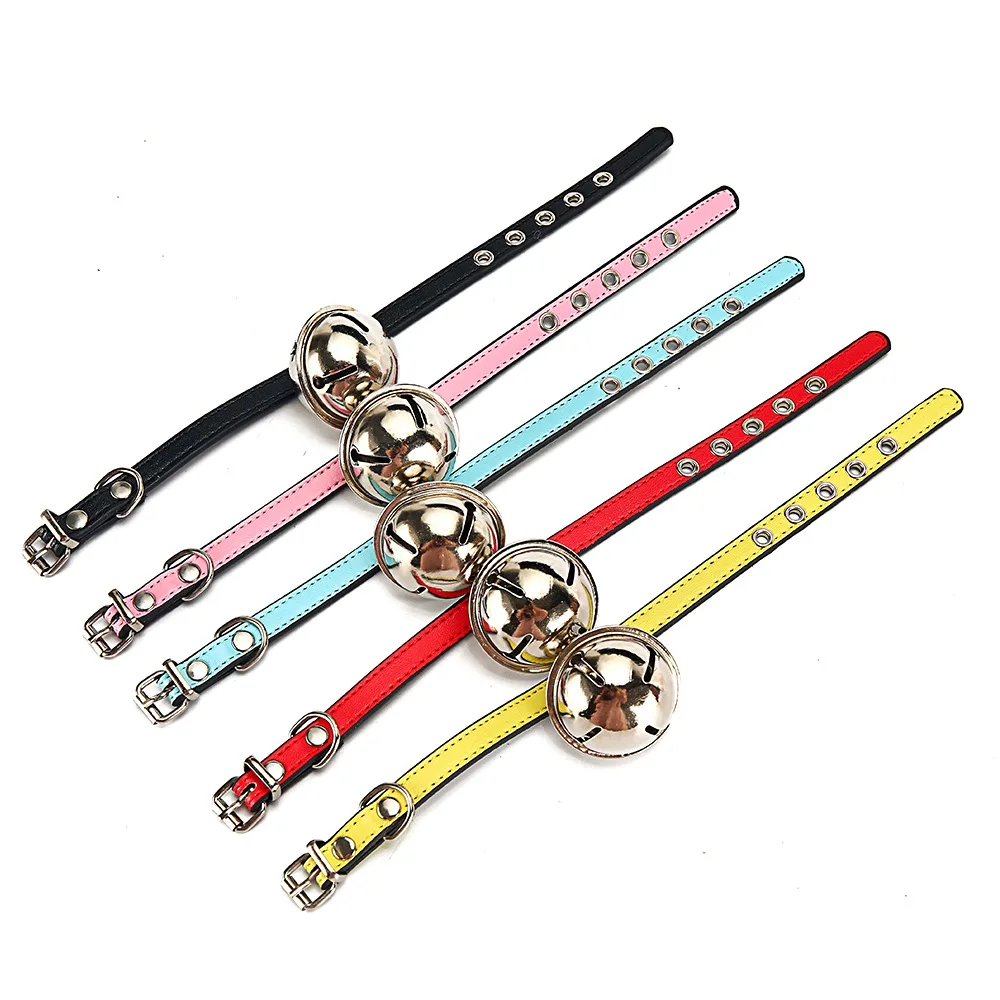 Cute Basic Collars Dog Collar For Cats Pet Puppy Kitten Product Soft Solid  Leather PU Unique Dogs Cat Collar Accessories LX0007 SI5B6736