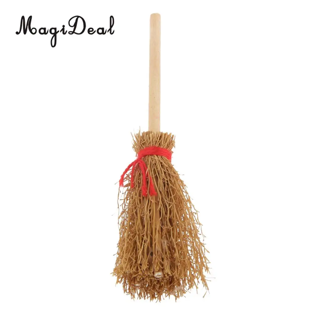 MagiDeal 1Pc 1/12 Dollhouse Furniture Miniature Wood Broom for Dolls House Kitchen Yard Garden Acc Kids Play Cleaning Tool Toy