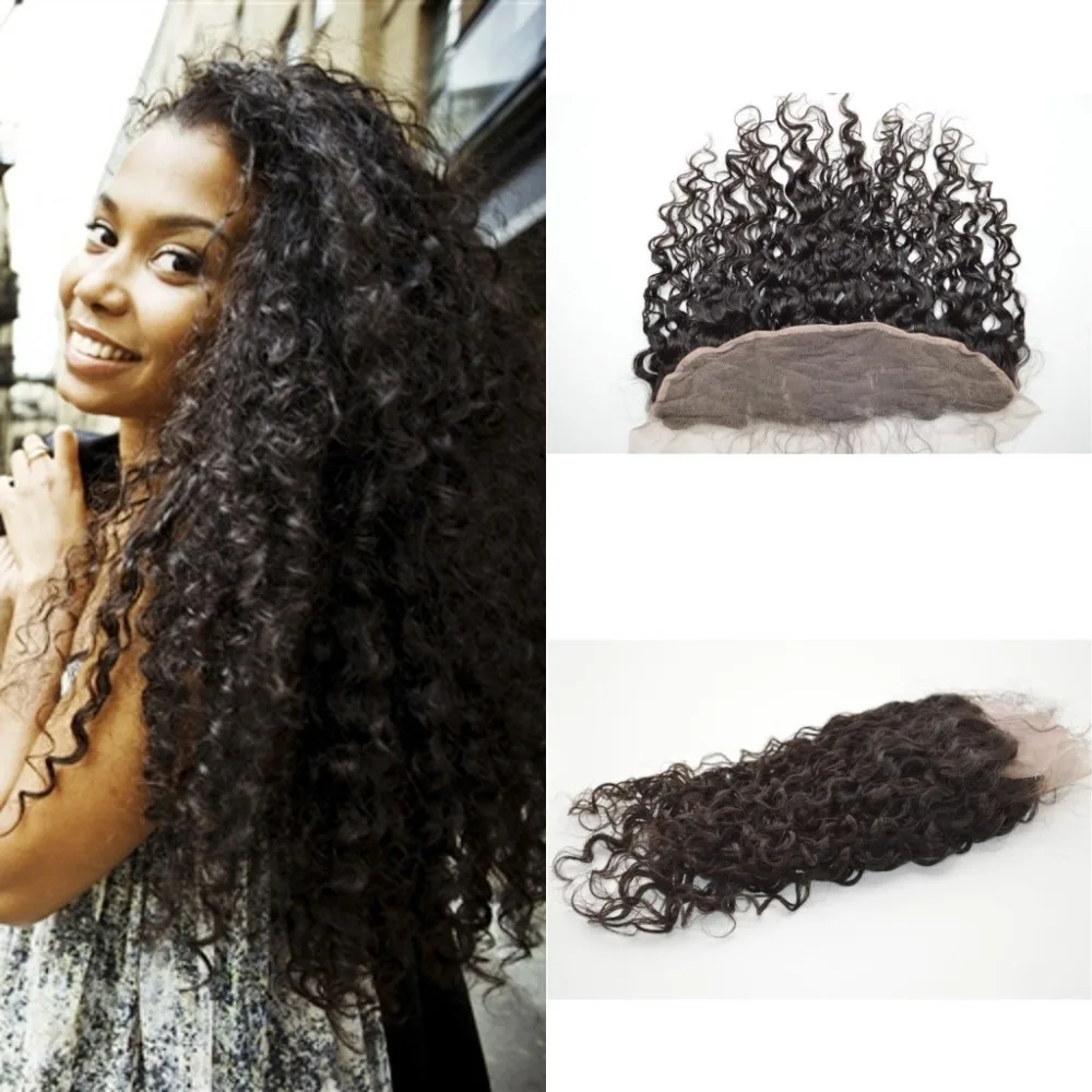 

Brazilian Virgin Hair Lace Frontal 13x4" 100% Unprocessed Human Hair Brazilian Wet And Wavy Lace Front Closure Bleached knots