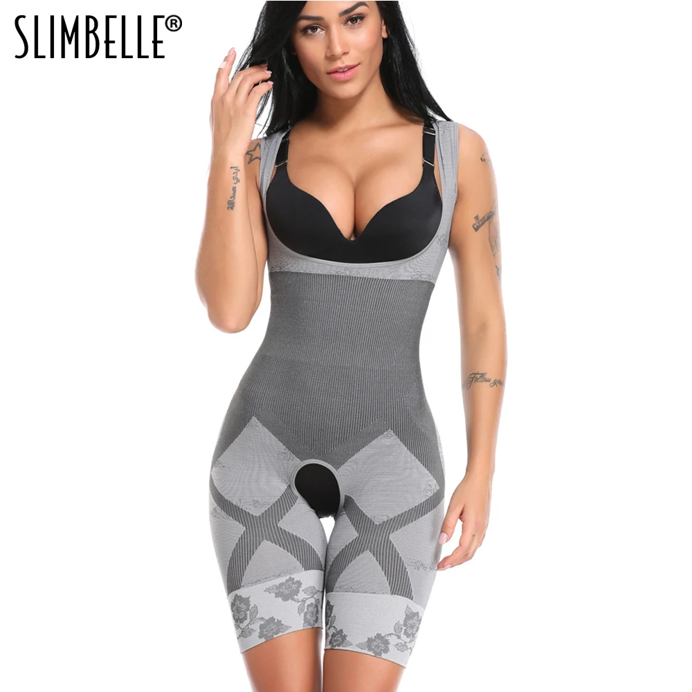 Womens Full Body Shaper Underbust Waist Trainer Bodysuits Postpartum Shapewear