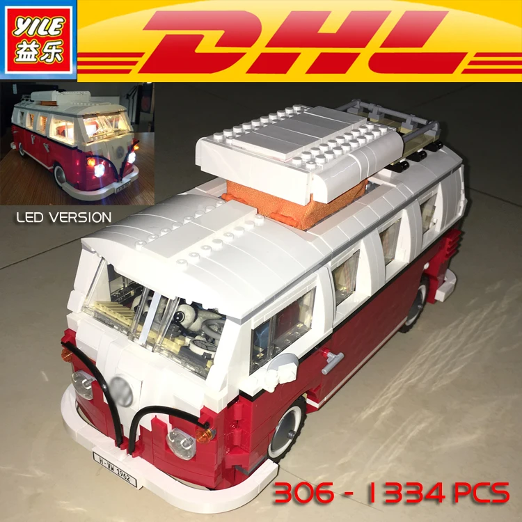 

Yile 306 Creator Volkswagenn LED Light Up T1 Camper Van Building Blocks 10220 technic bricks action figure car toys for children