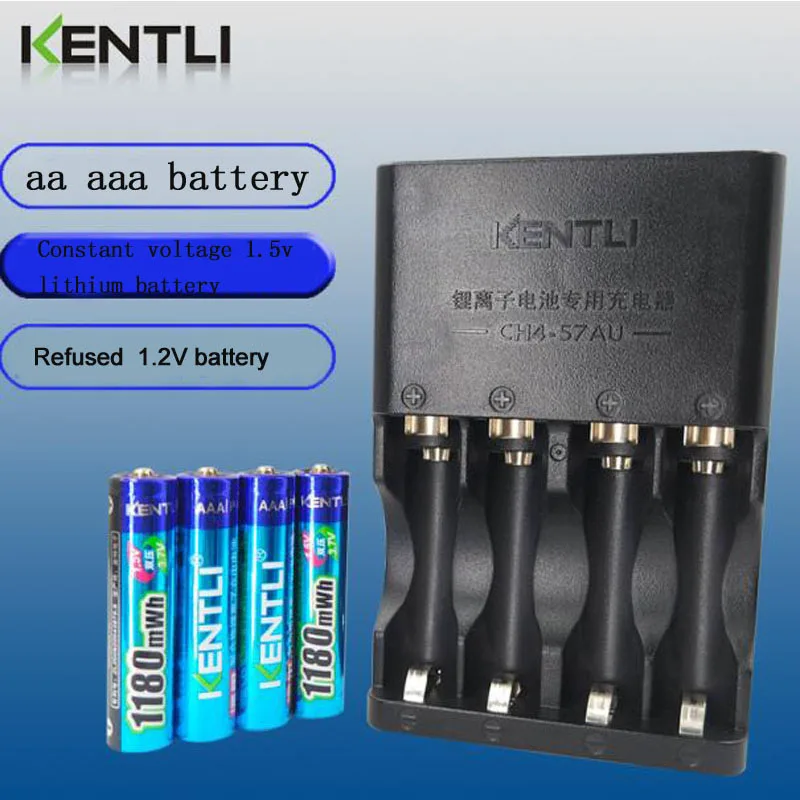 KENTLI 4 шт. 1 5 В aaa 1180mWh литий ионный аккумулятор + слота AA AAA Smart Charger|lithium battery|battery aaaa