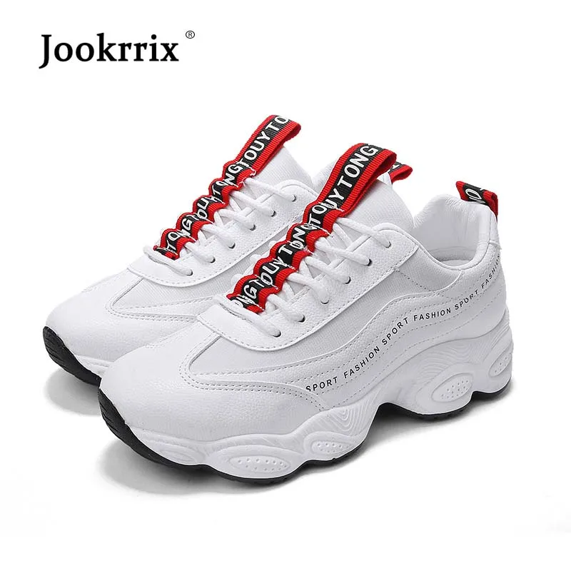 

Jookrrix Autumn New Fashion Lady Casual White Shoes Women Sneaker Leisure Platform Shoes Breathable 2018 Casual Shoe Cross-tied