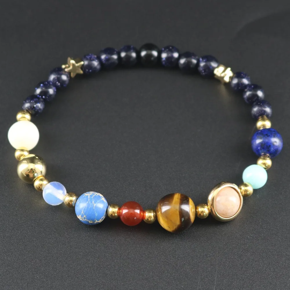 Universe Nine Planets Bracelets Solar System Guardian Star Stones Beaded Stretch Bangles | Украшения и аксессуары