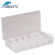 Умный пластиковый контейнер для рыбалки 20,7*11*3,3 см, 6 пространств, переносные видимые ящики для приманки, однослойная коробка для рыболовных снастей, Pesca
