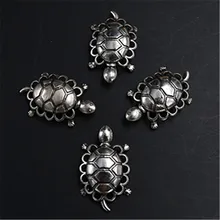 

WKOUD 4pcs Silver Plated 3D turtle charm pendants fashion necklace bracelet DIY metal jewelry display A1368