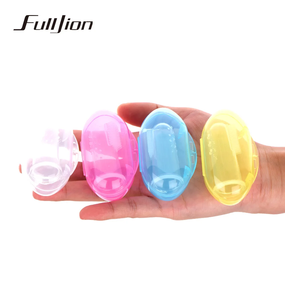 Fulljion Dental Care Baby Toothbrush Kids Silicone Finger Brush Clear Massage Soft Teether With Box For Infant Boy Girl Teeth