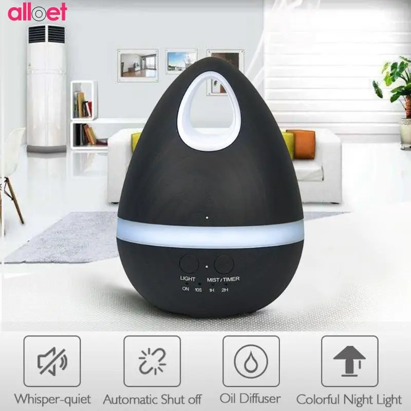 

200ml USB Ultrasonic Aroma Air Humidifier Wood Grain Essential Oil Diffuser LED Light Cool Mist Maker Fogger For Office Home Car