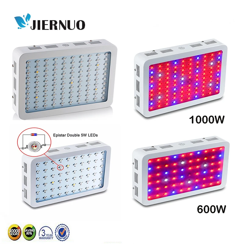 

Plant Grow LED Light Full Spectrum 1000W 600W 450W 300W Double Chips Red/Blue/White/UV/IR For Hydroponics Flower Bloom Light