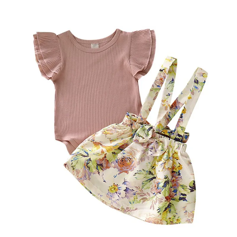 

Baby Girls Clothes Romper Dress Set 2PCS Casual Flower Print Rompers Set for Babe Girls Clothing Set