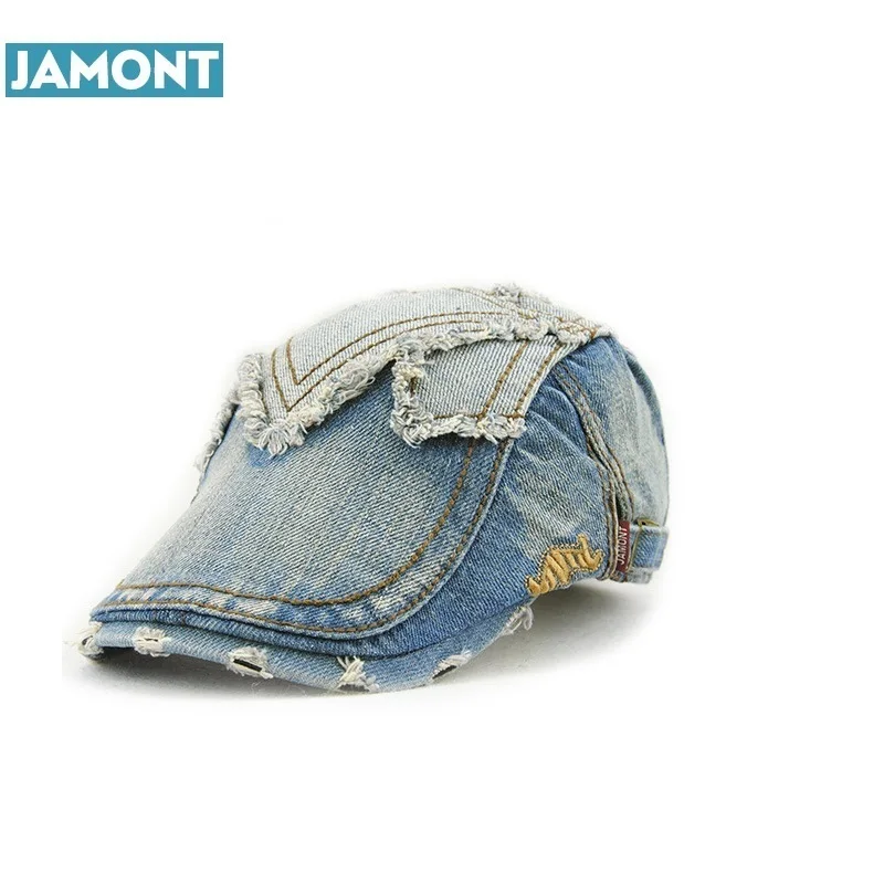Ковбойская Кепка JAMONT унисекс винтажная Джинсовая шапки береты с вышивкой для