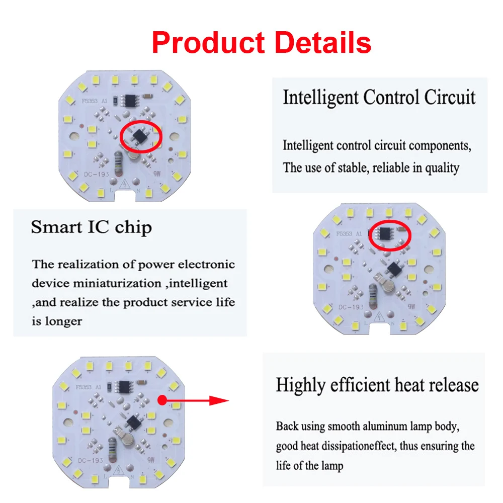 10 шт./лот светодиодный чип SMD 7 Вт 9 Вт без необходимости драйвер светодиодный чип интегрированный IC AC 180 в-240 В для DIY светодиодный светильник потолочный светильник