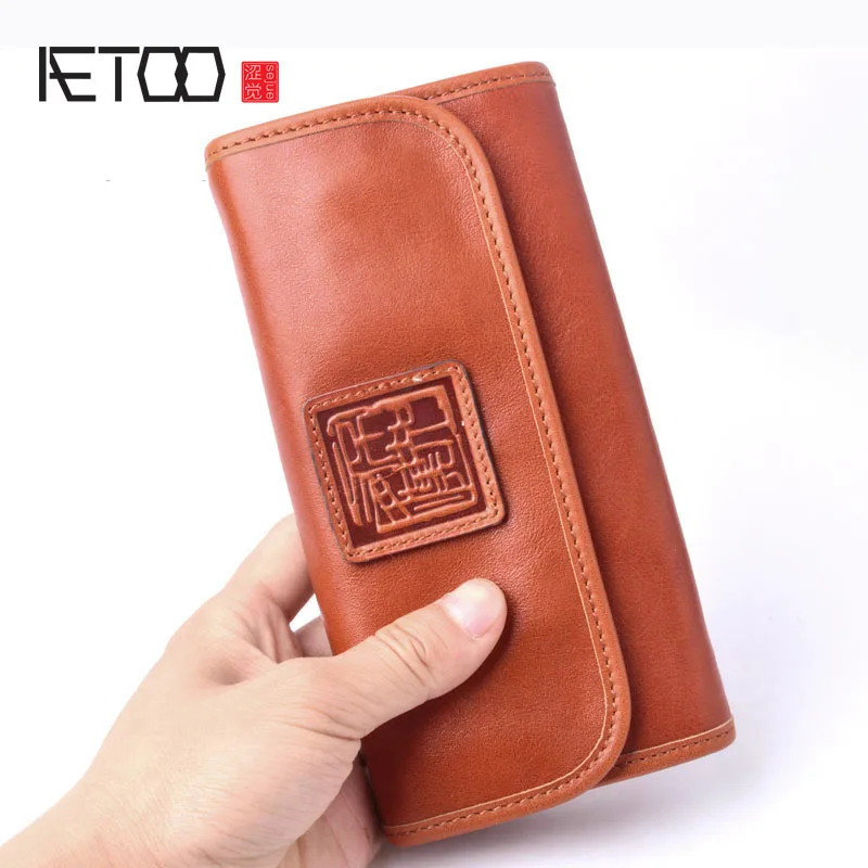 

BJYL New handmade soft cowhide buckle trend male young students female models cross section long section neutral retro holding