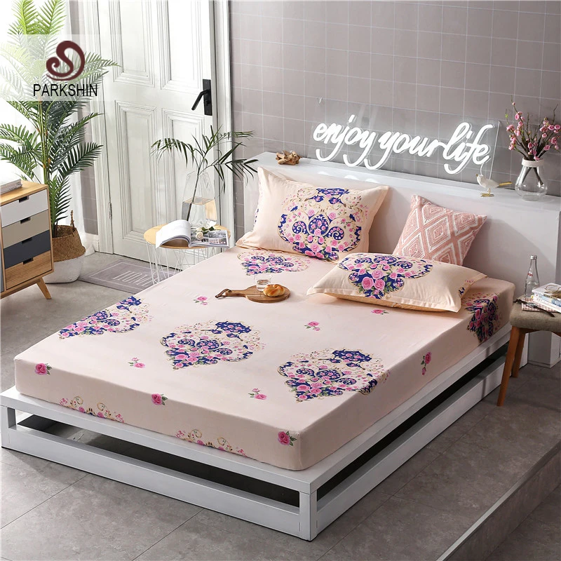 

Parkshin 1PCS Adult Fitted Sheet Mattress Covers Bed Sheet On Elastic Band Rubber Sheet Pillowcases Bed Linen Euro Double Size