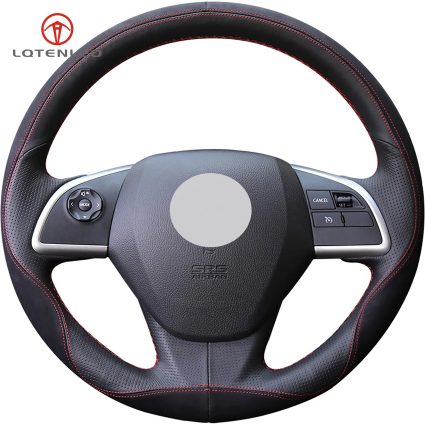 

LQTENLEO Black Leather Suede Car Steering Wheel Cover For Mitsubishi Outlander 2013-2015 Mirage 2014 ASX 2016-2019 L200 2015