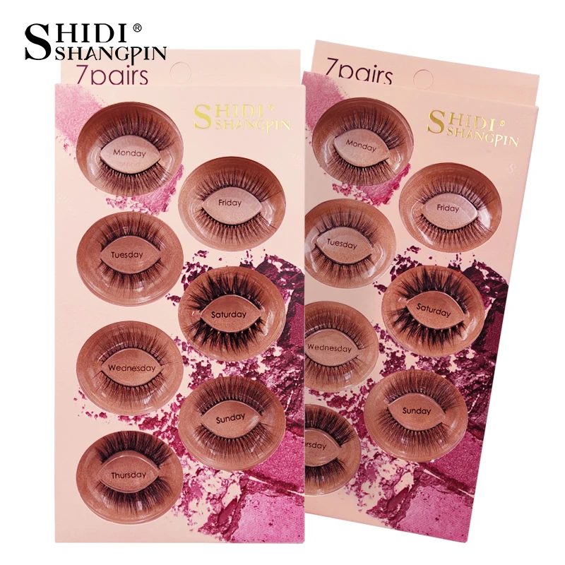 

SHIDISHANGPIN 7 pairs False Eyelashes Mink Eyelashes Wispy Lashes Makeup Natural Long Mink Lashes Fake Eyelash cilios maquiagem