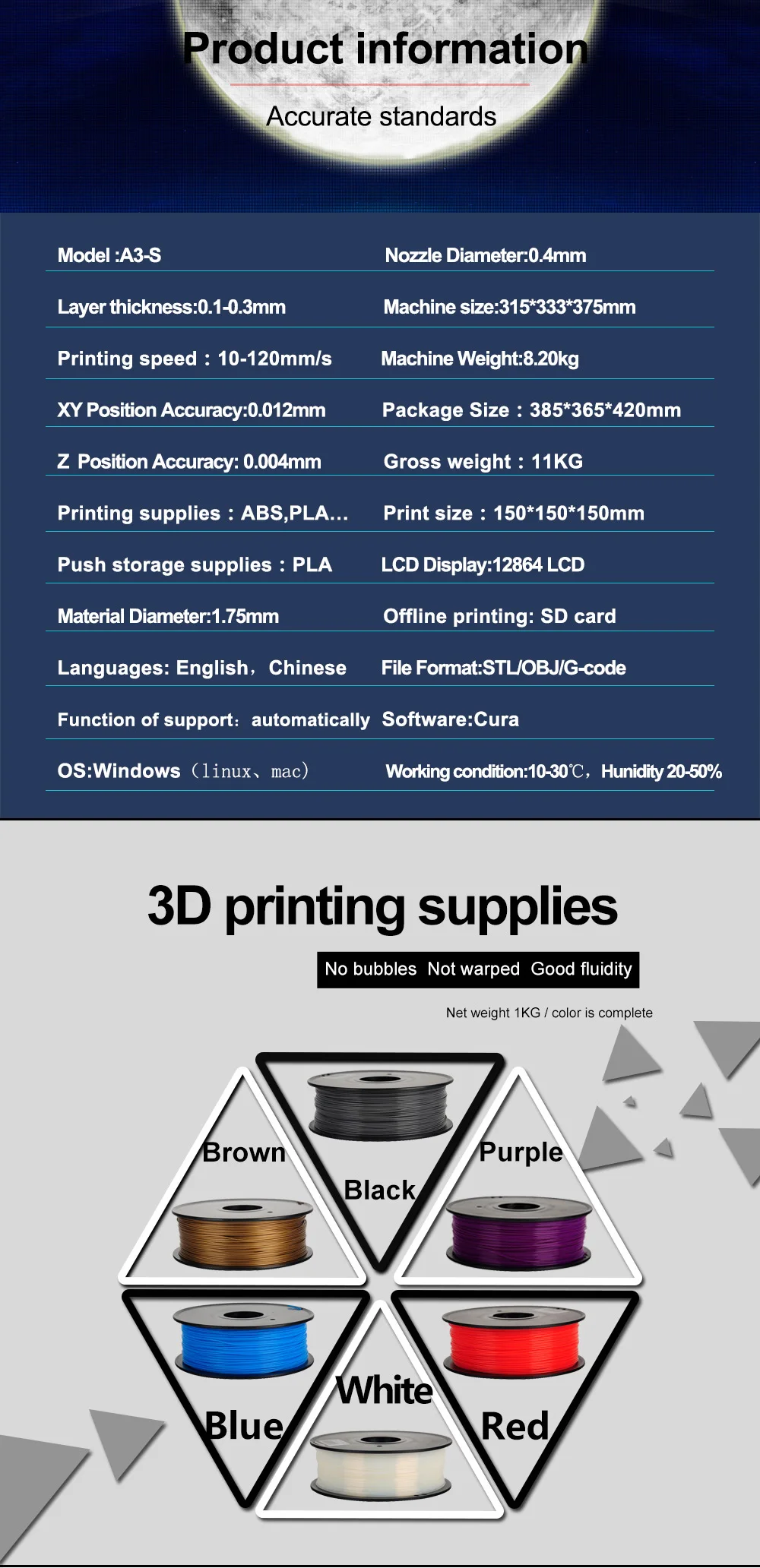 Upgrated закрытый металлический Anet A3S 3d принтер с многоцветной печатью цветной съемный Подогрев кровати 3d печатная машина