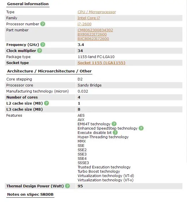 Процессор Intel Core i7-2600 i7 2600(8 Мб кэш-памяти, 3,40 ГГц) CPU LGA 1155 работает корректно